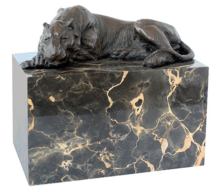 Tiger Bronze Sculpture On Marble Base - Click Image to Close